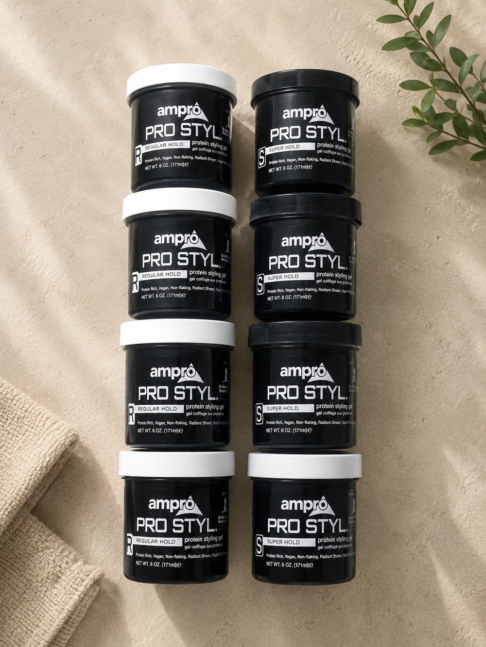 Ampro Pro Styl Protein Styling Gel Bundle of 8 Regular & Super Hold